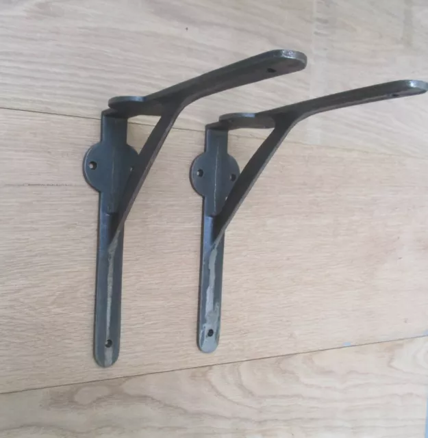 PAIR of cast iron vintage old english wall mounted shelf support brackets