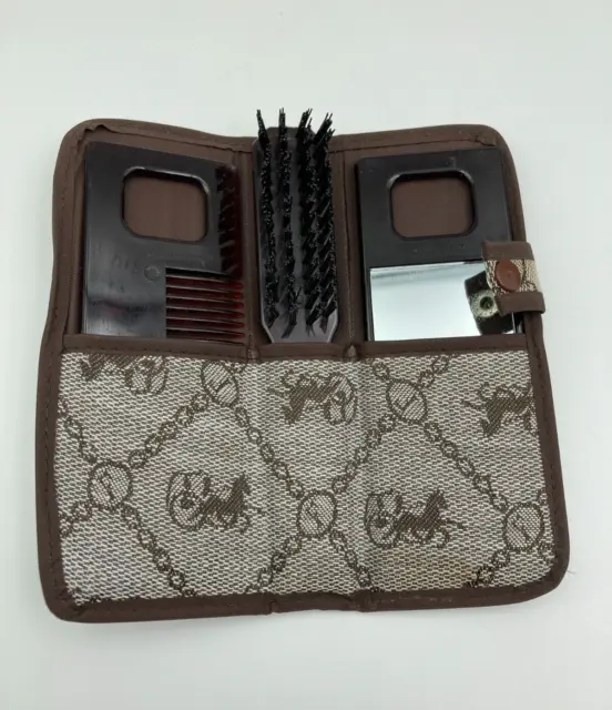 Vintage 3 Piece Plastic Hair Travel Set in Case Comb Brush Mirrow Hong Kong