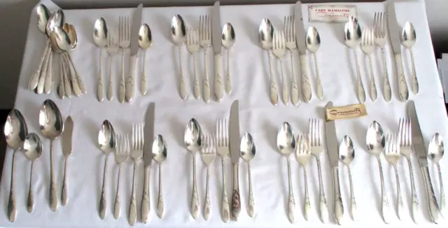 58 Pieces COMMUNITY Silverplate Flatware Service for 8 LADY HAMILTON