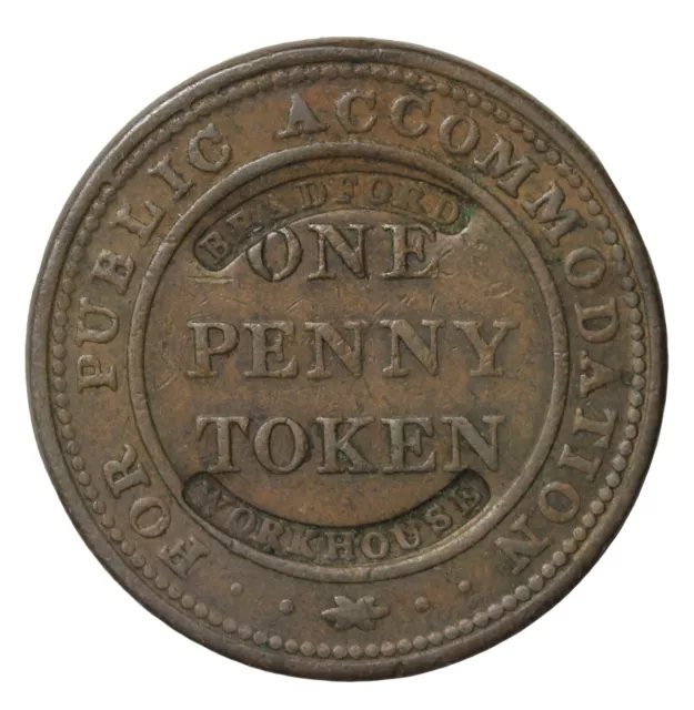 1812 Great Britain Yorkshire Bradford Workhouse Counterstamped Penny Token W-412