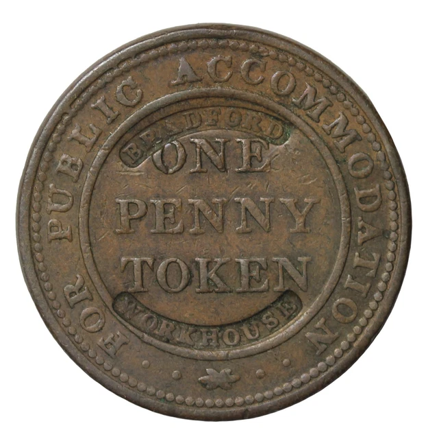 1812 Great Britain Yorkshire Bradford Workhouse Counterstamped Penny Token W-412