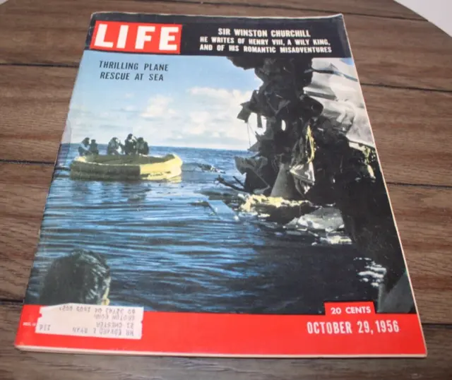 Vintage Life Magazine OCTOBER 29, 1956 Sir Winston Churchill PLANE RESCUE AT SEA