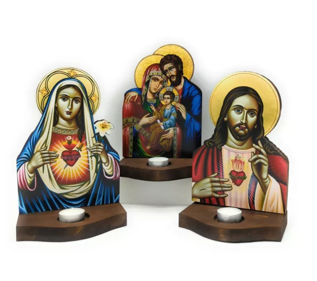 Quadro da appoggio con Sacro Cuore Gesù, Sacro Cuore di Maria o Sacra Famiglia