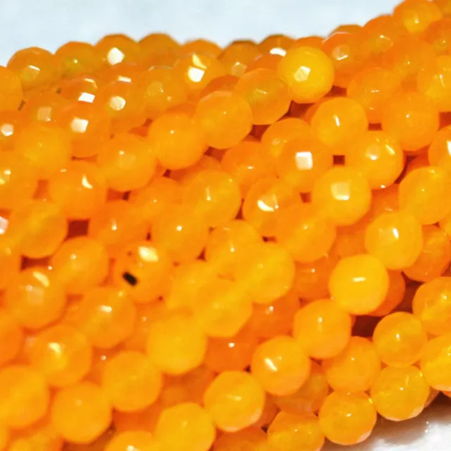 Natural 4/6/8/10mm Faceted Orange Yellow Topaz Gemstone Loose Beads 15' AAA