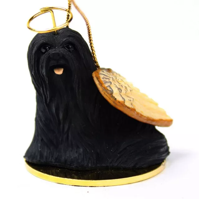 Lhasa Apso Ornament Angel Figurine Hand Painted Black