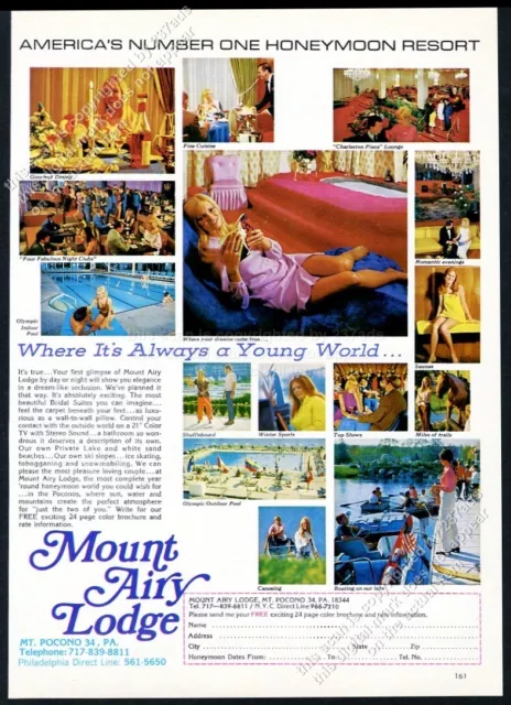1974 Mount Airy Lodge resort Poconos honeymoon 15 photo vintage print ad