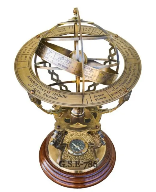 Antique Brass Armillary Nautical Astrolabe Globe Sphere Vintage Retro Style Gift