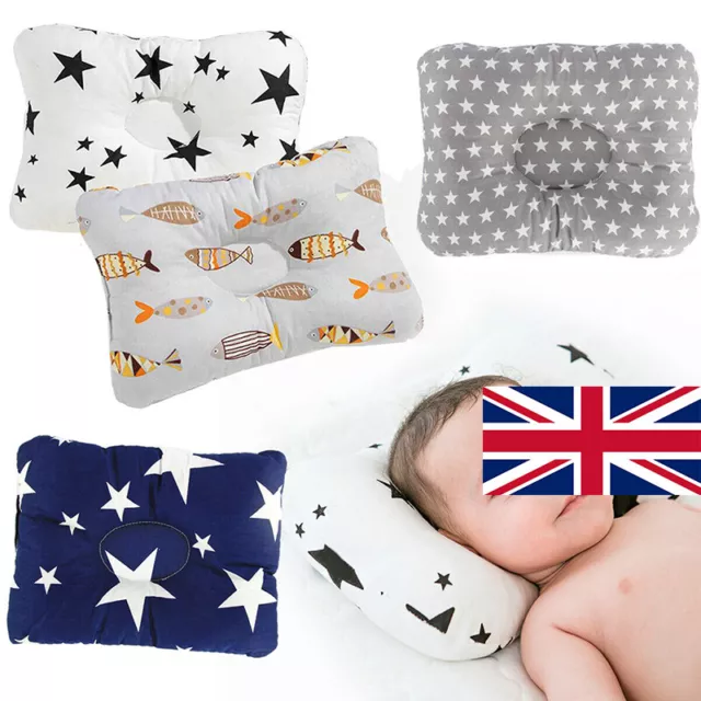 Newborn Baby Cot Pillow Prevent Flat Head Anti Roll Cushion Sleeping Support UK