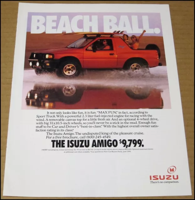 1991 Isuzu Amigo SUV Print Ad Car Automobile Auto Advertisement 8" x 10.75"