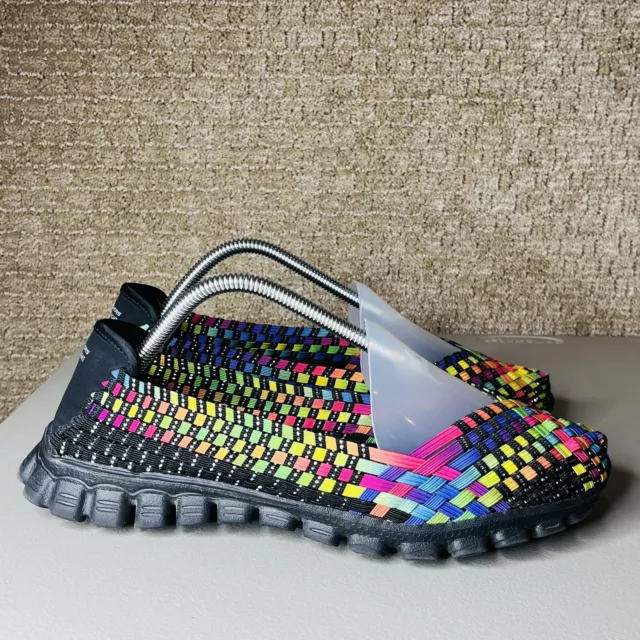 Skechers Womens Sz 10 Stretch Weave Memory Foam Slip On Multicolor Flex 22670