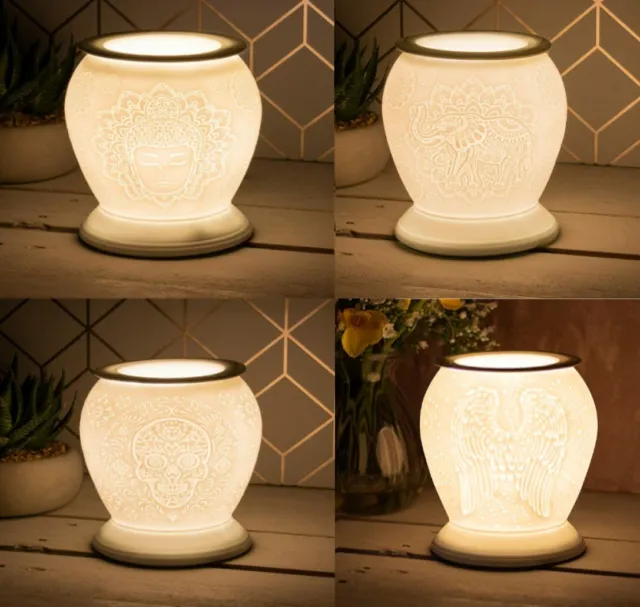 Aroma Lamp White Ceramic Electric Wax Melt Oil Burner Elephant Angel Skull Gift