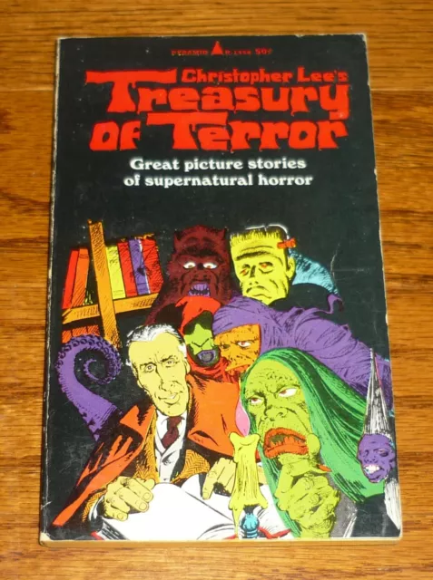Christopher Lee's Treasury of Terror paperback book, Pyramid Books, 1966 COMICS!