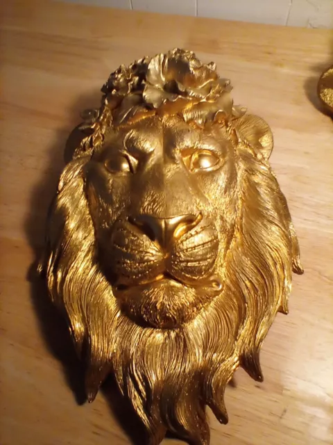 Resin Wall Decor large Gold Color Lion Head