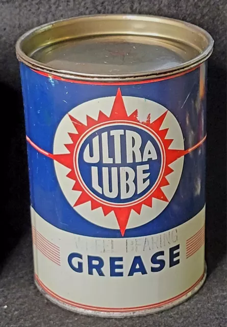 2 Vintage ULTRA LUBE Grease 1 lb Cans Excellent Condition Full Original NICE! 3