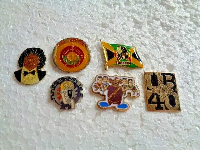 Job lot of 6 pop groups & singers related metal lapel pins