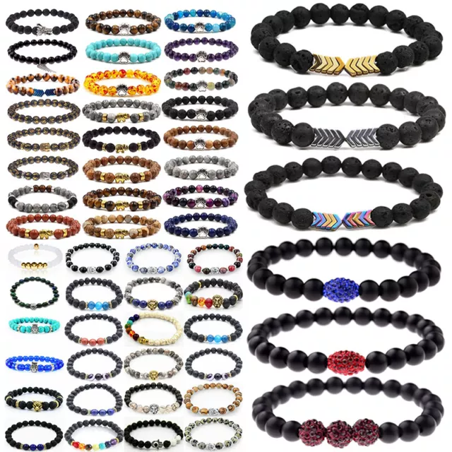 Wholesale Lots 30 Pcs Mixed Bracelets Natural Stone Stretch Women Men Bracelets