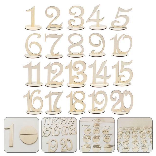 Letreros decorativos de mesa de fiesta números de mesa delicados de madera 20 piezas