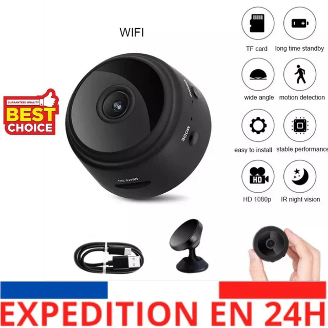 HD 1080P mini Caméra de sécurité espion WiFi x2 Moniteur vision nocturne étanche