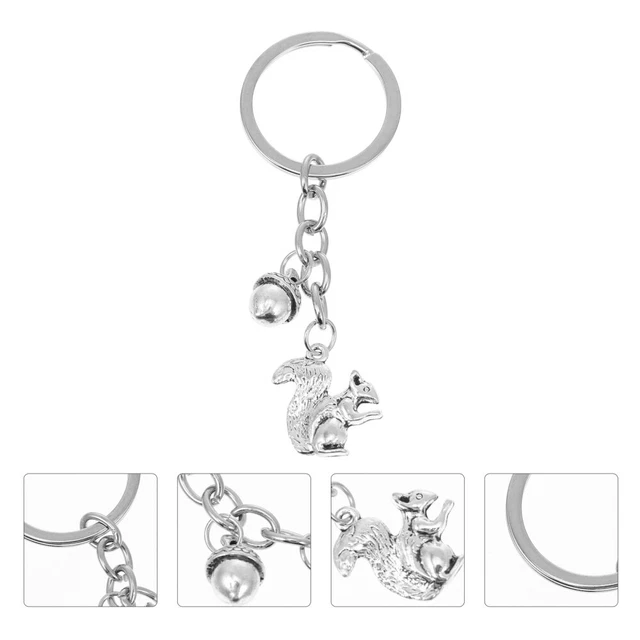 Porte-clés écureuil Et Pomme De Pin Doré - Pendentif Mignon Animalier Pour Sac à Main, Clés | Cadeau Automne, Rentrée, Décoration Pratique