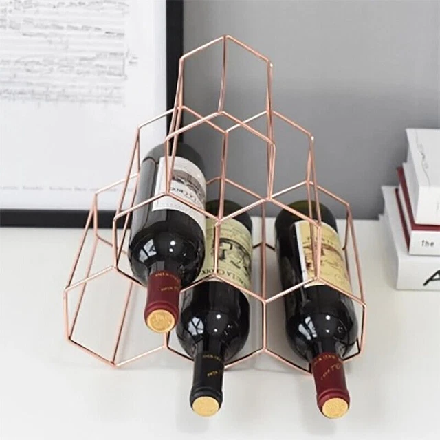 Luxury Metal Wine Rack Stand 6 Bottles Holder Cabinet Kitchen Bar Display Shelf