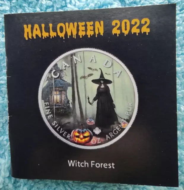 CANADA 5 $ 2022 ARGENT 1 OZ Halloween Witch Forest - Seulement 999 unités !!! 3