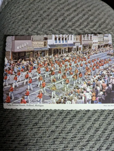 1976 MI Holland Main St Parade Tulip Festival Marching Band 4x6 postcard CT17