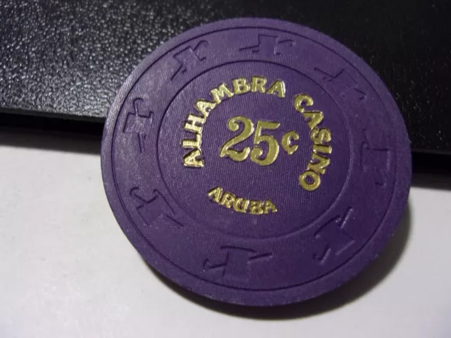 ALHAMBRA HOTEL CASINO 25¢ hotel casino gaming poker chip - Oranjestad, ARUBA