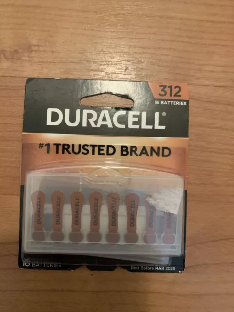 16 baterías para audífonos Duracell talla 312 fecha de caducidad: marzo de 2025