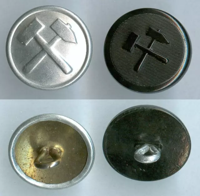 2 Knopf Bergbau DDR / BRD Uniform button bottone 19mm Alu. / Kunststoff