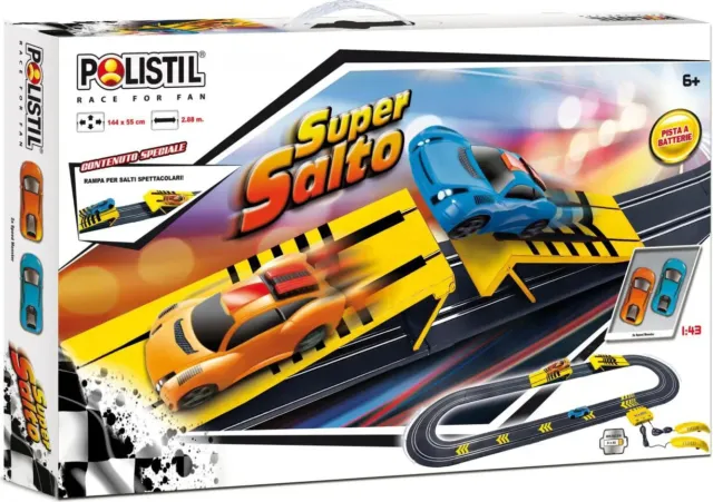 Pista super salto Polistil 288 cm di percorso + 2 auto