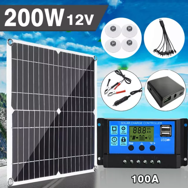 Kit panneau solaire 200W 100A Chargeur batterie 12V pour bateau de caravane