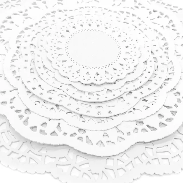 250 Pack 3.5 Inch Paper Doilies, White Lace Round 2