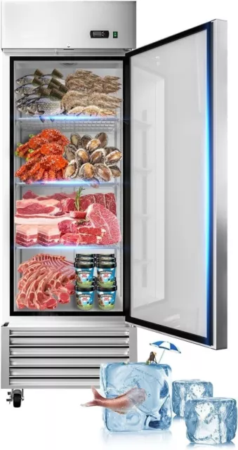 Commercial Reach-in Freezer Solid Door Stainless Steel Freezer Restaurant 27" W