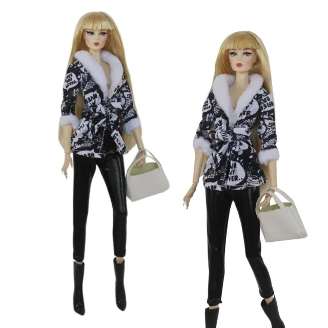 Fashion Plush Coat Pants Casual Wear Winter Wear Dresses  29~32cm Doll