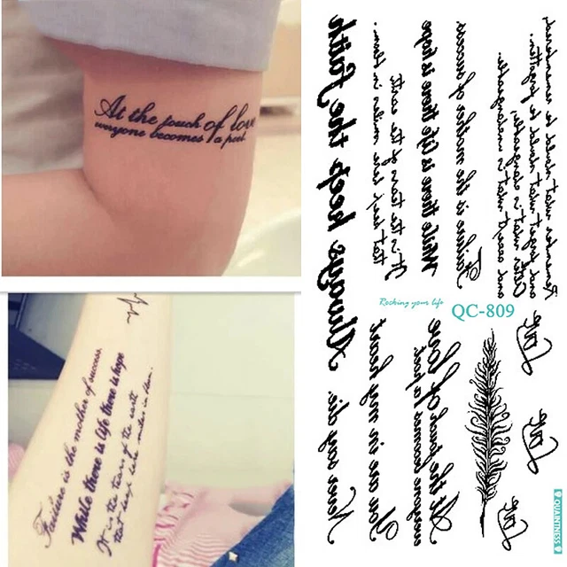 Pegatina de tatuaje temporal transferencia de agua arte corporal alfabeto inglés nuevo Z
