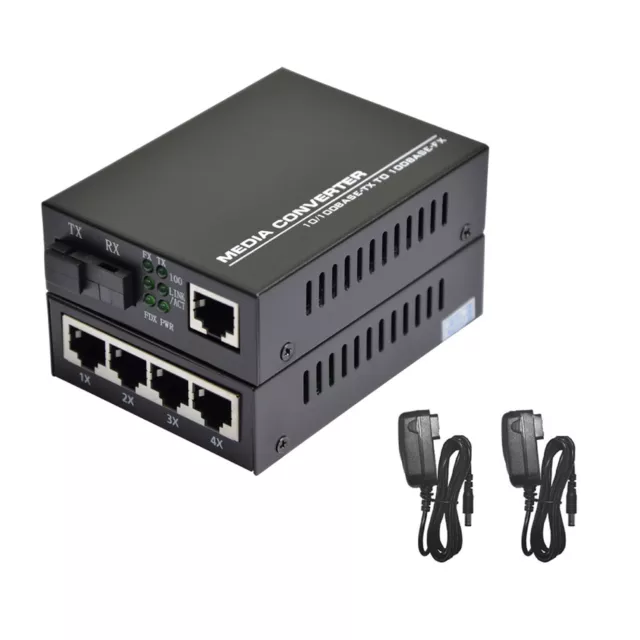 10/100M 1+4 RJ45 Single Mode 3KM Ethernet to Fiber Optic Media Converter