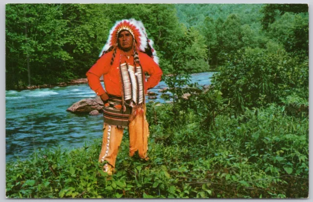 Cherokee Indian in Great Smoky Mountains National Park, Vintage Postcard