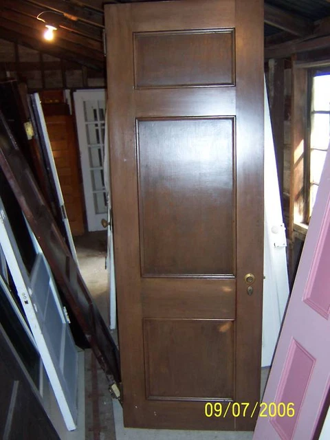 Antique Vintage 3 Panel Door 28 X 83 We Ship!!!!!