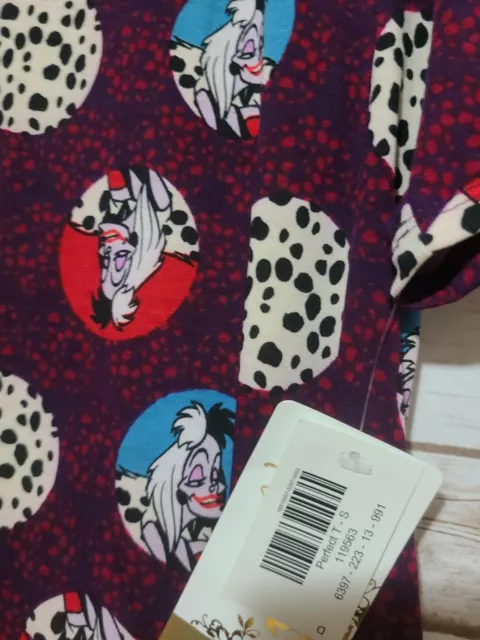 Neuf avec étiquettes petit t-shirt parfait Lularoe Disney S Cruella DeVille 101 Dalmatiens 2