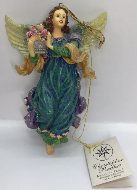 Christopher Radio Angel Of Peace 6” Resin Angel Ornament VTG 2000 1st In Series