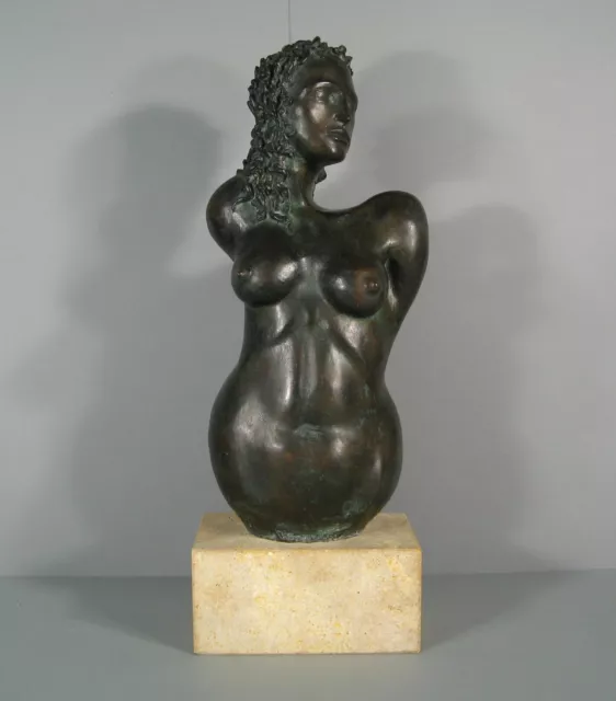 Buste Féminin Sculpture Contemporaine Bronze Torse Femme Nue Signé Bruno G.