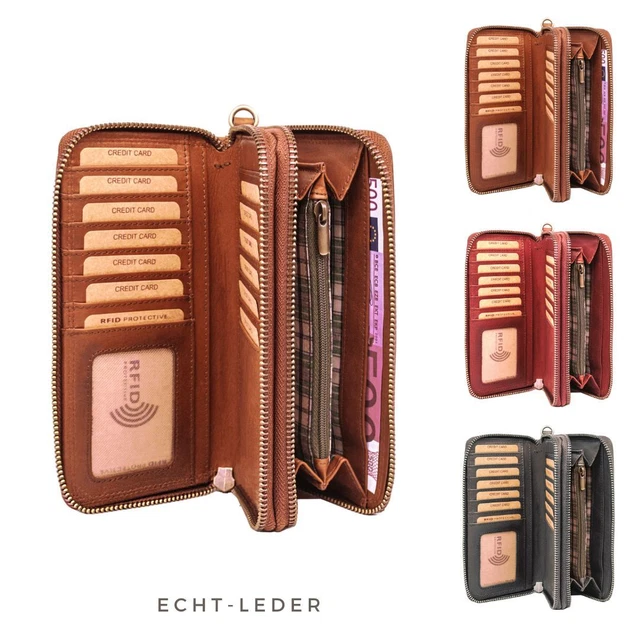 YERUUE Damen Geldbörse PU Leder - Mittelgroß Mit Münzfach & 10 Kartenfächern