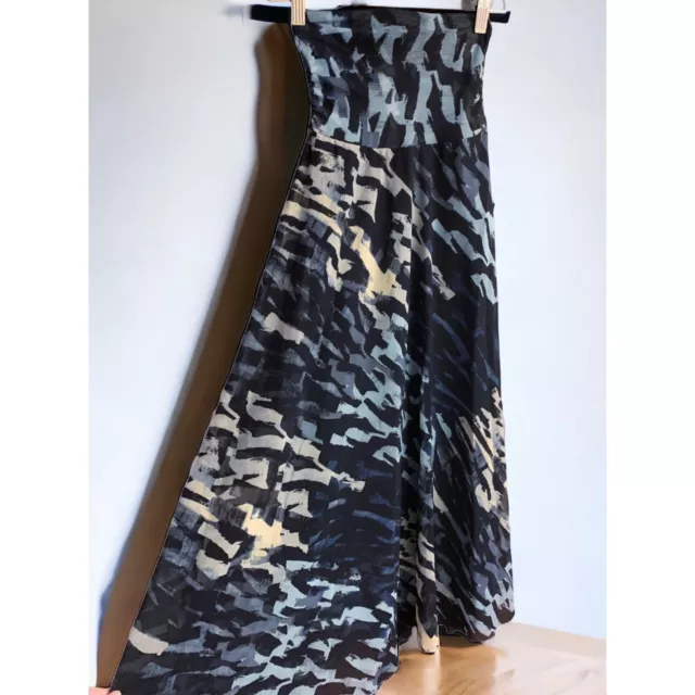 Fuzzi Abstract-Print Tulle Midi Skirt, Black/Blue Women’s Size Small