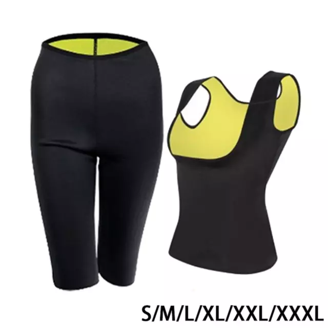 Sweat Sauna Suit Body Shaper Shapewear Set Top and Pants Set for Running Gym