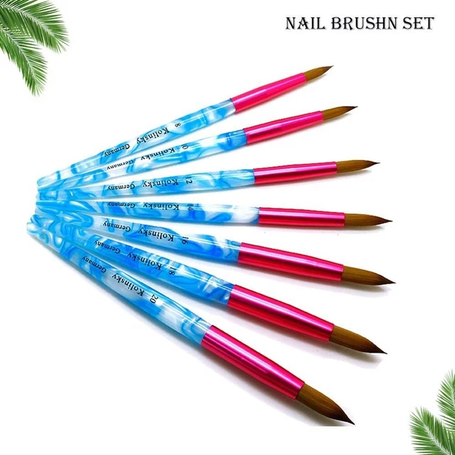 DE #1 Famous Top Quality Kolinsky Acrylic Round Nail Brush Size 8 to 20 Galaxy