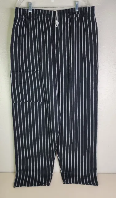 Uncommon Threads  Men XL Poly / Cotton Pockets Soft Striped Chef Pants 36X32