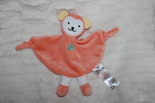 Doudou Tom Et & Kiddy  Bisous D Ange Singe Plat Orange  Blanc Palmier  Neuf