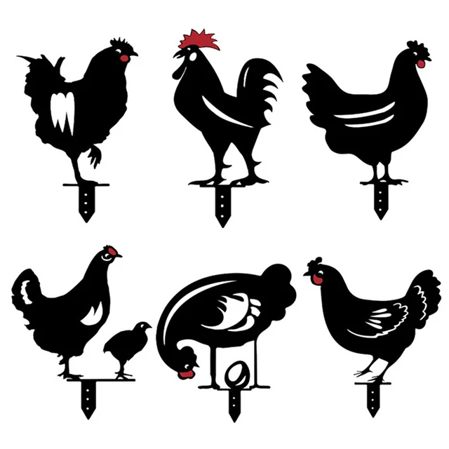 Art Chicken Yard Garden Statues Stakes Hen Gardening Ornaments for Backyard Lawn