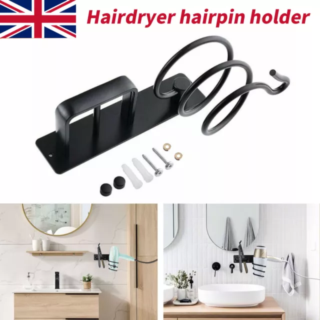 Hair Dryer Straightener Holder Wall Rack Shelf stand Storage Organizer Black