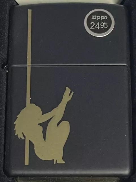 Zippo 2013 Sexy Pinup Girl On Stripper Pole Black Matte Lighter Sealed In Box B6